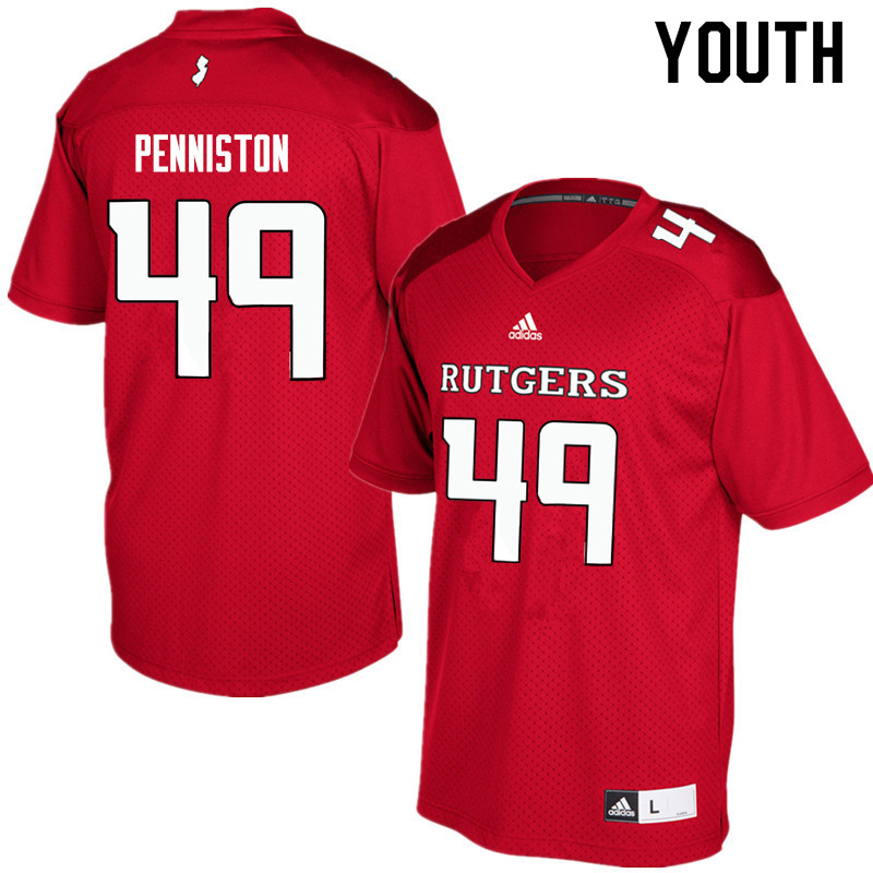 Youth #49 Kyle Penniston Rutgers Scarlet Knights College Football Jerseys Sale-Red - Click Image to Close